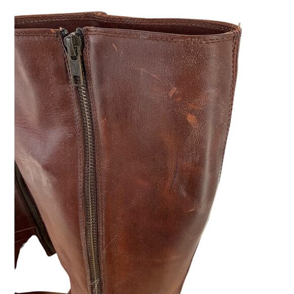 Frye Tall Riding Boots Women's Size 10M Flat Low Heel Knee High Side Zip Brown - Picture 9 of 11